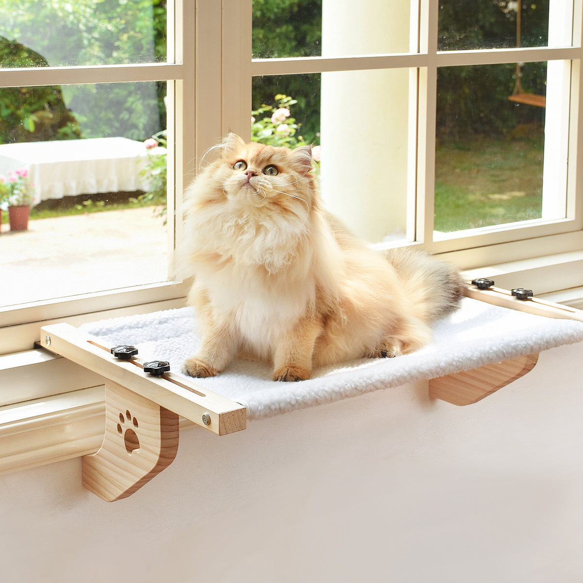 Cat Window Perch Sturdy Cat Window Hammock with Wood and Metal