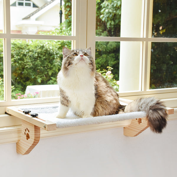 Amosijoy-Wood Cat Window Sill Perch Main Picture 1
