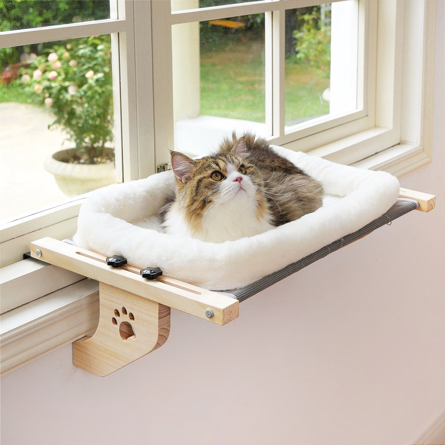 Wood Cat Windowsill Perch Cushion Pet Bed