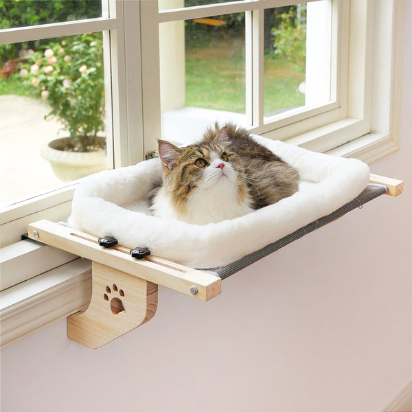 Amosijoy-Wood Cat Windowsill Perch Cushion Pet Bed Main Picture 1